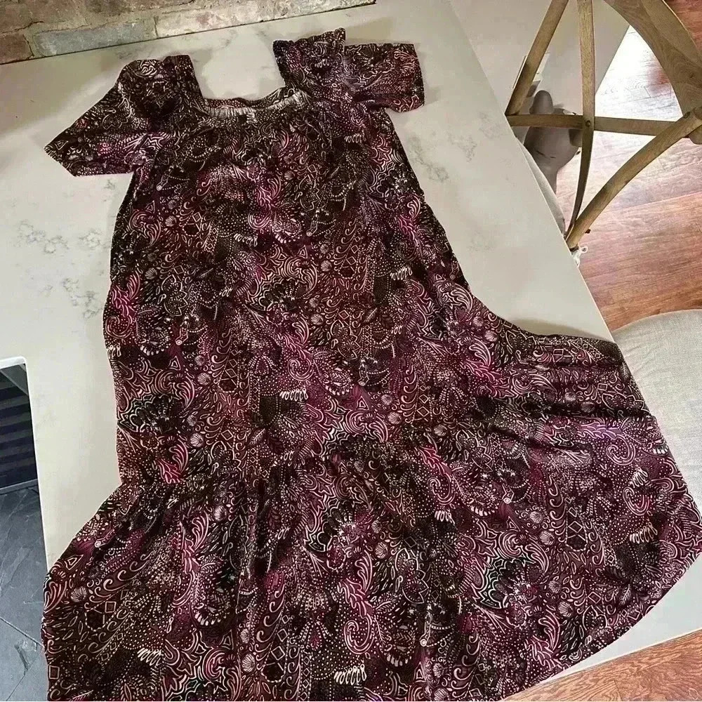 Anthropologie Lisabella Purple Paisley Maeve Tiered Maxi Dress Size M- B5 - Picture 3 of 11